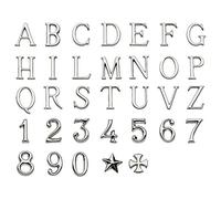 REAL VOTIVA FONDERIE D'ARTE Lettere e Numeri in Acciaio per lapidi o Numeri civici. per Altezza 2,5 cm. Modello Romano Largo. Acciaio Lucido (Simbolo Punto)