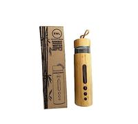Real World LifeStyle Borraccia in bambù, bottiglia d'acqua in vetro trasparente a prova di perdite, con tappo a vite, bottiglia da viaggio a prova di perdite, per casa, palestra, ufficio, 500 ml,