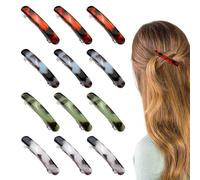 Realand Confezione da 12 fermagli per capelli francesi da donna, fermagli automatici per capelli fini, sottili e spessi, 6,3 cm, piccoli fermagli per capelli con guscio di tartaruga, ovali, 4 colori