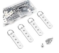 Realand Confezione da 20 ganci ad anello a D con viti, resistenti con 4 fori, per appendere cornici per quadri, orologi, specchi, opere d'arte, foto, ganci con scatola portaoggetti