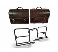 Reale Anstruther Classic 350 Cc 500 Cc Pelle Antico Braun Borsa da Sella Paio