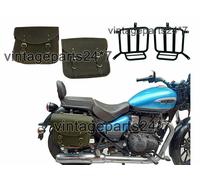 Reale Anstruther Meteora 350cc Vera Pelle Oliva Borsa da Sella Coppia con Staffa