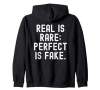 Reale è raro Perfetto è Falso Saggezza Minimalist Text Design Felpa con Cappuccio