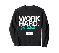 Reale - Work Hard Be Kind Bianco e Aqua Logo Felpa