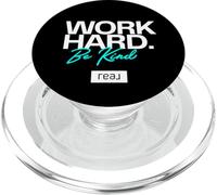 Reale - Work Hard Be Kind Bianco e Aqua Logo PopSockets PopGrip per MagSafe