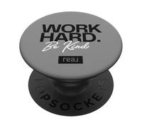 Reale - Work Hard Be Kind Logo in bianco e nero PopSockets PopGrip Adesivo