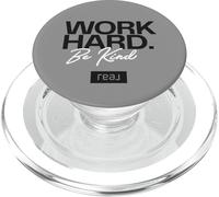 Reale - Work Hard Be Kind Logo in bianco e nero PopSockets PopGrip per MagSafe
