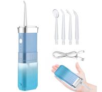 RealExist Mini idropulsore da viaggio: design compatto portatile, irrigatore orale senza fili con 4 modalità, serbatoio rimovibile, impermeabile IPX7 per parentesi graffe, ortodontico, denti sensibili