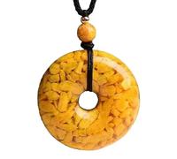 Realgar Collana con ciondolo a forma di ciambella cinabro, amuleto Feng Shui per protezione e prosperità, gioielli in pietra naturale su cordoncino regolabile (20 mm)