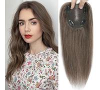 RealHair - Topper per capelli diradati da donna, capelli umani, legati a mano, castano ramato medio, 30,5 cm