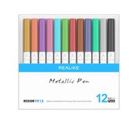 REALIKE Pennarelli metallici compatibili con Cricut Maker 3/4 Explore 3/Air 2/Air 12 penne 1.0 a punta media metallizzate per disegno, scrittura e calligrafia