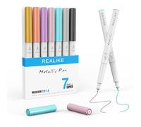 REALIKE Penne metalliche compatibili con Cricut Maker 3/4/Explore 3/Air 2/Air, 7 penne a punta media 1.0 per disegnare, colorare, scrivere, scrivere