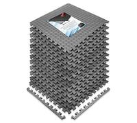 REALIKE Tappetino protettivo in schiuma EVA per esercizi, tappetini da palestra per fitness, sport, allenamento, gioco, 60 x 60 cm, 12 pezzi, colore grigio, 48 mq