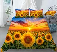 REALIN Set Biancheria Letto Girasole Copripiumino Oro Verso Il Sole 2/3/4PCS Copripiumini/Lenzuola/Federe,Singolo,Matrimoniale,King