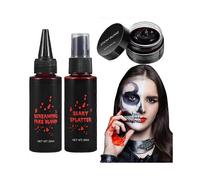 Realistic Artificial Blood Set Halloween Makeup Set 3-in-1 Kits for Special Effect Makeup Halloween Cosplay Clothes Dress Up