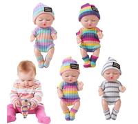 Realistic Baby Doll Set, 4 Pieces Reborn Dolls, Soft Vinyl, Pretend Play Gift Set for Learning and Caring for Kids, Family, Friends, Home, Birthday, Nursery