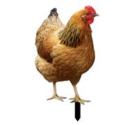 Realistic Chicken Sculptures - Flat Profile Poultry Figurine for Backyard | Shatterproof Synthetic Material with Sided Print & Vivid Plumage Details for Flowerbeds, Pathways, Porches and Walkways