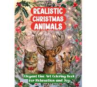Realistic Christmas Animals: Elegant Line Art Coloring Book for Relaxation and Joy