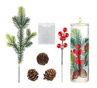 Realistic Christmas Stems - Pine Cone Winter Vase Filler, Artificial Decorative Plants for Home, Wedding, Party, Apartment, Office, School, and Craft Use | Holiday Decoration, Tree Wreaths, Floral