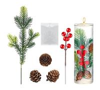 Realistic Christmas Stems - Pine Cone Winter Vase Filler, Artificial Decorative Plants for Home, Wedding, Party, Apartment, Office, School, and Craft Use | Holiday Decoration, Tree Wreaths, Floral