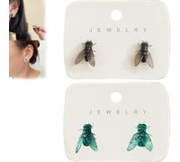 Realistic Fly Earrings, 2 Pairs Simulation Mini Personalized Black Fly Earring, Novelty Prank Abstract Gift for Women Men (mixed)