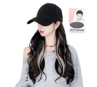 Realistic Hair, Hat With Wig,19.6 Inch Long Wig, Breathable Adjustable Hat For Styling Travel Daily Wear Cosplay Halloween Home Summer Party Dating