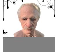 Realistic Masque, Costume Headgear, Full Face with 15.16x10.63x8.46 Inches, White Hair Accessory, Party Outfit for Masquerade, Theater, Festiva, l Gathering, Cosplay, Beige
