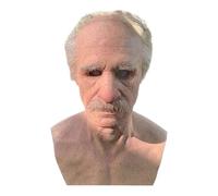 Realistic Old Man Masque, Full Head Masque, Built-In White Hair and Beard, Life Like Detailing, Senior Face Costume for Masquerade, Theater, Festival, Party Use, 38.5x27x21.5cm