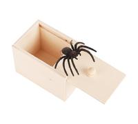 Realistic Soft Rubber Spider Prank Toy - Handmade Wooden Scarebox, Fun Spider Prank Box | Joke Toy for Halloween Parties, April Fool's Day, Funny Scare Pranks for Friends, Family, , Outdoor Fun
