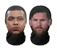 Realistica stampa 3D maschere per il viso intero "World Finale Bundle" Messi, Mbappe - Traspirante, leggere e comode, ideali per cosplay, feste, Halloween, karnveal ed eventi o addii al celibato