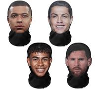 Realistiche Stampa 3D Maschere Viso Full Face "Footer Bundle" Messi, Ronaldo, Mbappe, Lamine Yamal, traspiranti, leggere e comode, ideali per cosplay, feste, Halloween, karnveal ed eventi
