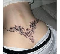 Realistici adesivi per tatuaggi a base di erbe con ali d'angelo per la parte bassa della schiena e le cosce, semipermanenti, impermeabili, di lunga durata (2 settimane), tatuaggi finti(2pcs)