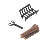 Realistici case delle bambole caminetti puntelli legna da ardere in legno con legna da ardere in metallo e pinze per modello creativo progetto scena display miniature scene Decors