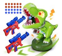 Realistici Dinosauro Che Spara Mobile Giocattoli, 2 Pistole a Pompa d'Aria con Mirino, Palline, Contatore LED, Ruggito, Luminosi, Regalo Natale Ragazzi 3 4 5 6 7 8 9 10 11 Anni Gioco Bambini 3-12 Anni