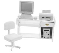 Realistico 1/12 workstation modello mobili ufficio sedia stampante miniatura oggetti decorativi casa delle bambole accessori in miniatura ufficio desk accessori
