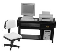 Realistico 1/12 workstation modello mobili ufficio sedia stampante miniatura oggetti decorativi casa delle bambole accessori in miniatura ufficio desk accessori