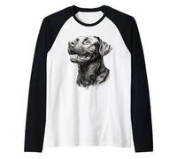 Realistico Black Labrador Dog Sketch Art Maglia con Maniche Raglan