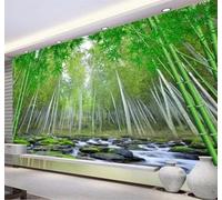 Realistico Boschetto Di Bambù Ruscello Fresco Poetico Moderna Carta Da Parati 3D Seta Pregiata Testurizzata Ideale Per La Camera Letto Del Soggiorno-300cm×210cm
