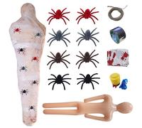 Realistico cadavere di plastica per Halloween ragno e finto cadavere appeso in una borsa spaventose decorazioni di Halloween per feste in casa infestata all'aperto e al chiuso