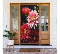 Realistico dalia rossa stampa n. 5 coperture decorative per porte, decorazioni per interni ed esterni, primavera, estate, autunno, inverno, Halloween, Natale, decorazioni per la casa