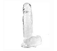 - Realistico Dǐldò con Ventosa Morbido Pene Solido Dong Trasparente per Donna Stimolare Punto G 20Cm Trasparente