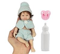 Realistico Mini Bambola Bebe Reborn Morbido Corpo Intero in Silicone Solido Bambola Neonata Dimensione Palmare Bambino Compleanno Natale Regali Collezioni(6 inch/15 cm,A)