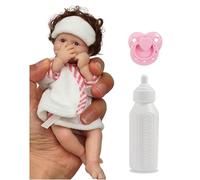 Realistico Mini Bambola Bebe Reborn Morbido Corpo Intero in Silicone Solido Bambola Neonata Dimensione Palmare Bambino Compleanno Natale Regali Collezioni(6 inch/15 cm,A)