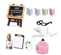 Realistico Miniature Dollhouses Scuola Fornitura di Cancelleria Figurine Apprendimento Fornitura Per L'insegnamento In Aula E Decori Ufficio Casa Delle Bambole Accessori