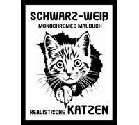 Realistische Katzen Schwarz-Weiß Monochromes Malbuch