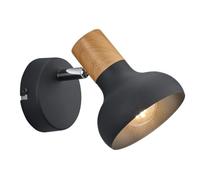 Spot singolo metallo nero e effetto legno Latika R81521032