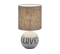 Trio-Leuchten Lampada da tavolo ESNA ceramica scritta LOVE sabbia paralume marrone H30 cm E14