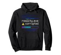 Reality Exe Corrotto Errore Glitch Codice Techcore Art Felpa con Cappuccio