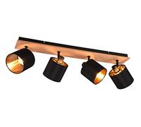 Barra TOMMY barra 4 Faretti e portafarettis legno paralumi nero e oro R81334030