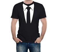 Reality Glitch Abito da Uomo con Cravatta e Collare, Divertente Costume novità t-Shirt (Grande, Nero)